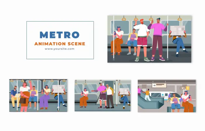 Metro Travel People Flat Design Character Animation Scene